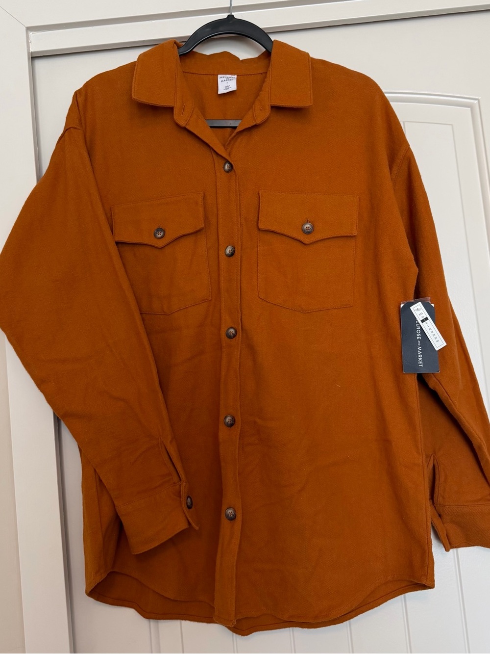 Melrose and Market Rust Orange Button-Front Overshirt